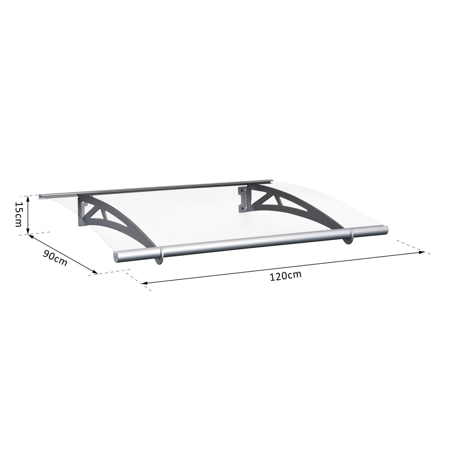 Markiza na drzwi Outsunny, osłona przeciwdeszczowa, osłona okienna, osłona przednia, tylna, osłona okienna, aluminiowy uchwyt 120 cm x 90 cm
