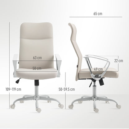 Krzesło biurowe HOMCOM Fabric High Back - kremowo-białe