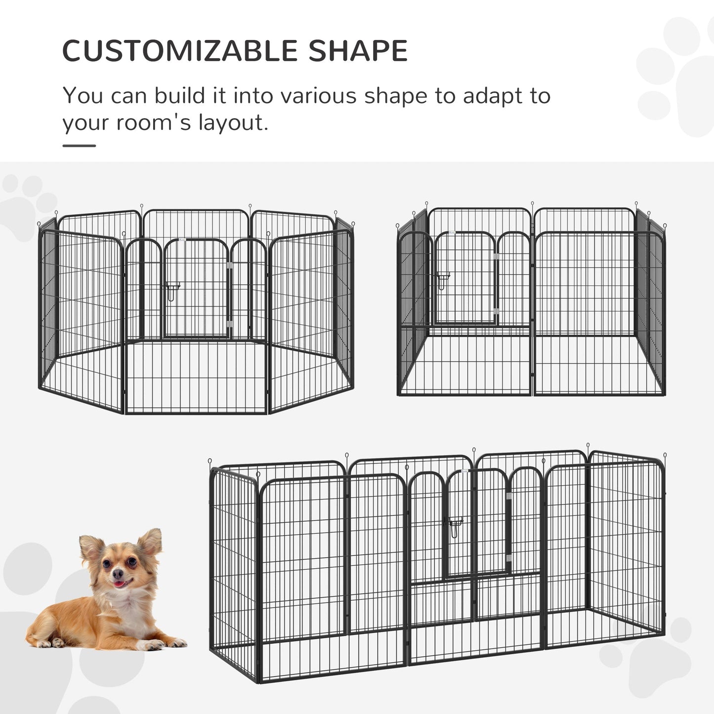 PawHut 4 Sizes Dog Pens Pet Puppy PlayPen Rabbit Puppy Cage Folding Run Fence Garden Metal Hutch