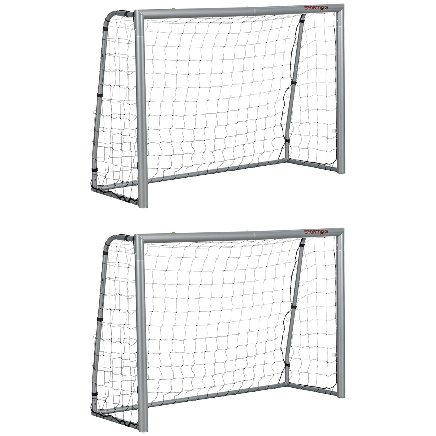 SPORTNOW 6ft x 4ft Football Goal, Set of 2 Football Net for Garden, Training Goal with Ground Stakes, Steel Frame