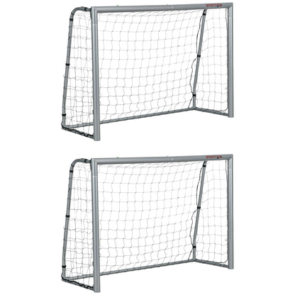 SPORTNOW 6ft x 4ft Football Goal, Set of 2 Football Net for Garden, Training Goal with Ground Stakes, Steel Frame