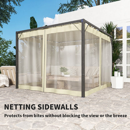 Pergola aluminiowa Outsunny 3 x 3 m z rozsuwanym dachem w kolorze khaki
