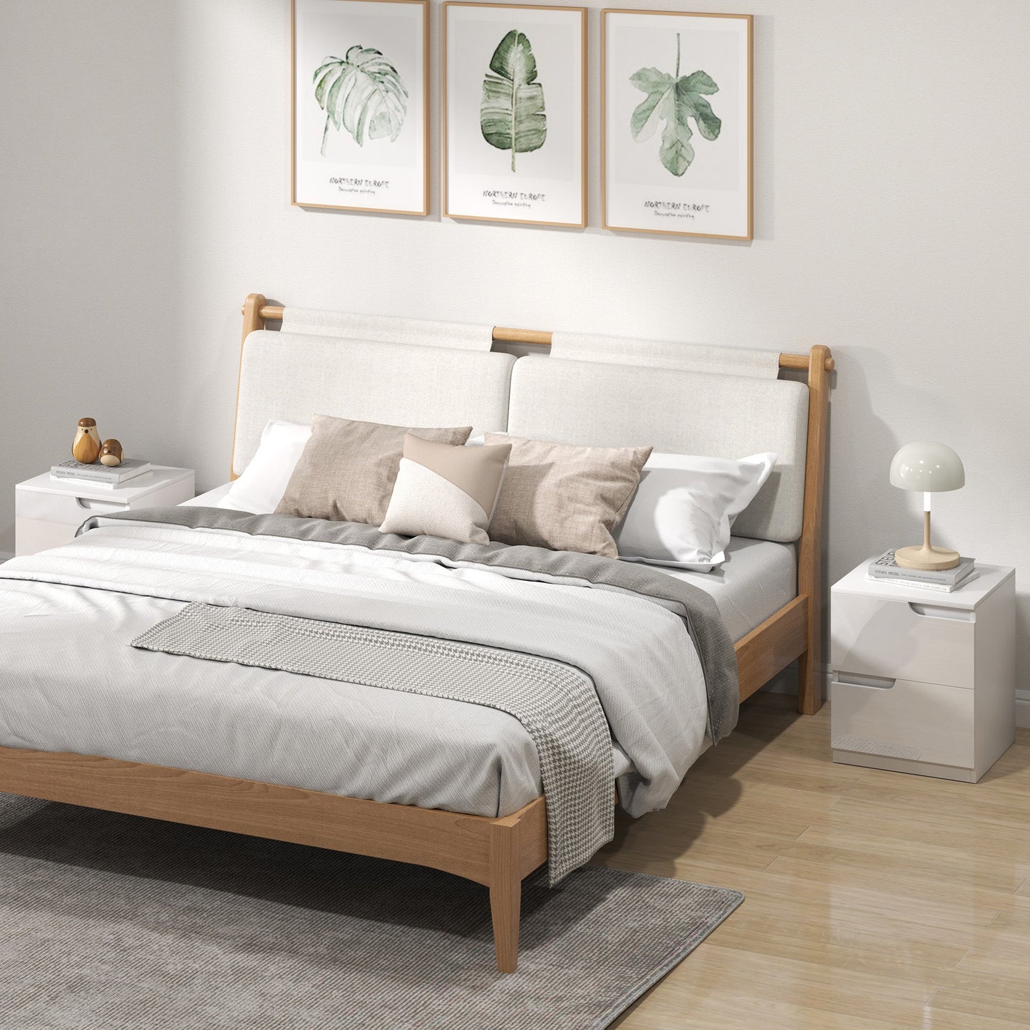 HOMCOM High Gloss Bedside Table Set of 2 - White