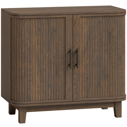 HOMCOM Sideboard Buffet Cabinet, Storage Cabinet with 2 Curved Doors, Adjustable Shelf and Legs for Dining Room, Dark Walnut