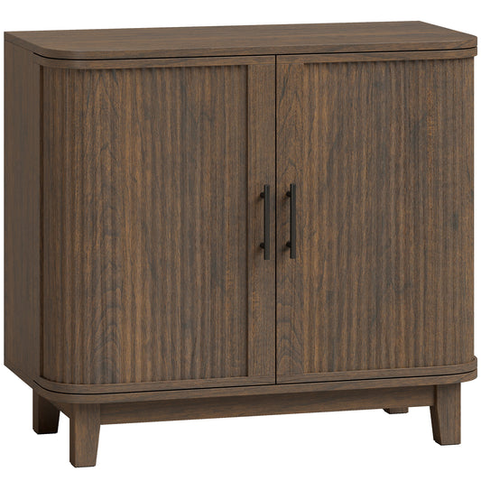 HOMCOM Sideboard Buffet Cabinet, Storage Cabinet with 2 Curved Doors, Adjustable Shelf and Legs for Dining Room, Dark Walnut
