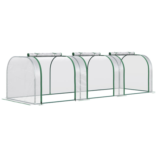 Outsunny PVC Tunnel Green Grow House Stalowa rama do ogrodu na podwórko z drzwiami na suwak 295x100x80 cm, przezroczysty