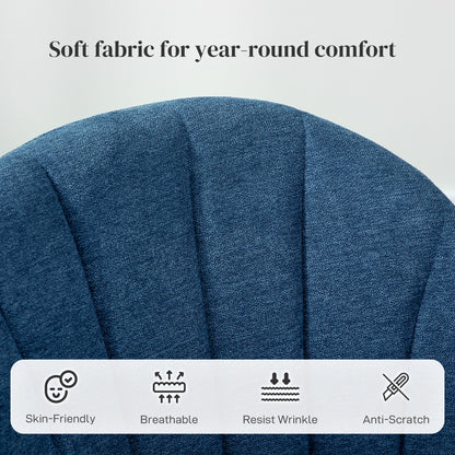 HOMCOM Dining Chairs Set of 2, Modern Upholstered Kitchen Chairs with Metal Legs, Shell Backrest and Padded Seat for Dining Room, Bedroom, Living Room, Vanity, Blue