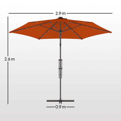 Outsunny 3(m) Solarny LED Cantilever Parasol - Pomarańczowy