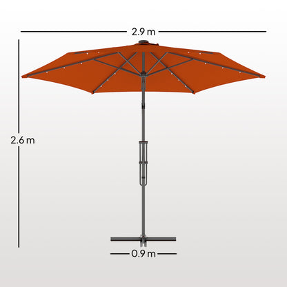 Outsunny 3(m) Solarny LED Cantilever Parasol - Pomarańczowy