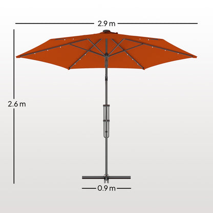 Outsunny 3(m) Solar LED Cantilever Parasol - Orange