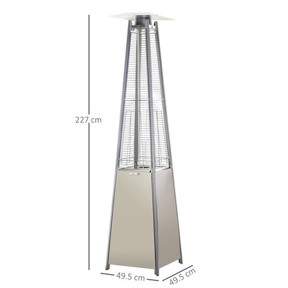 Outsunny Stainless Steel Outdoor Garden Pyramid Patio Heater with Wheels and Rain Cover - Silver