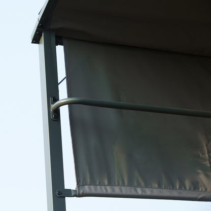 Altana grillowa Outsunny 2,2 x 1,4 m, zadaszenie do grilla zewnętrznego z półkami, wieszakami i metalową ramą, do ogrodu i na patio