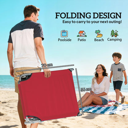 Outsunny Outdoor Foldable Sun Lounger Set of 2, 4 Level Adjustable Backrest Reclining Sun Lounger Chair with Angle