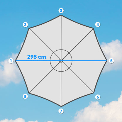 Outsunny 3 m wymienny daszek parasola z górnym otworem wentylacyjnym, UPF 50+ wymienny daszek parasola ogrodowego, 8 żeberkowy pokrowiec parasola wymienny pasuje do różnych ram, kremowy
