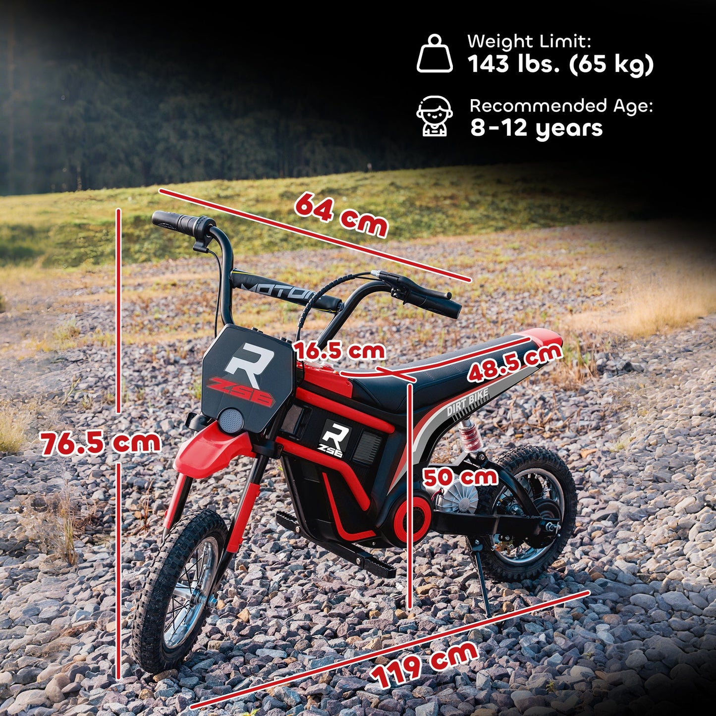 دراجة نارية كهربائية من HOMCOM بقوة 24 فولت مع دواسة الوقود Twist Grip والموسيقى والبوق وإطارات هوائية مقاس 12 بوصة وسرعة قصوى تبلغ 16 كم/ساعة - باللون الأحمر