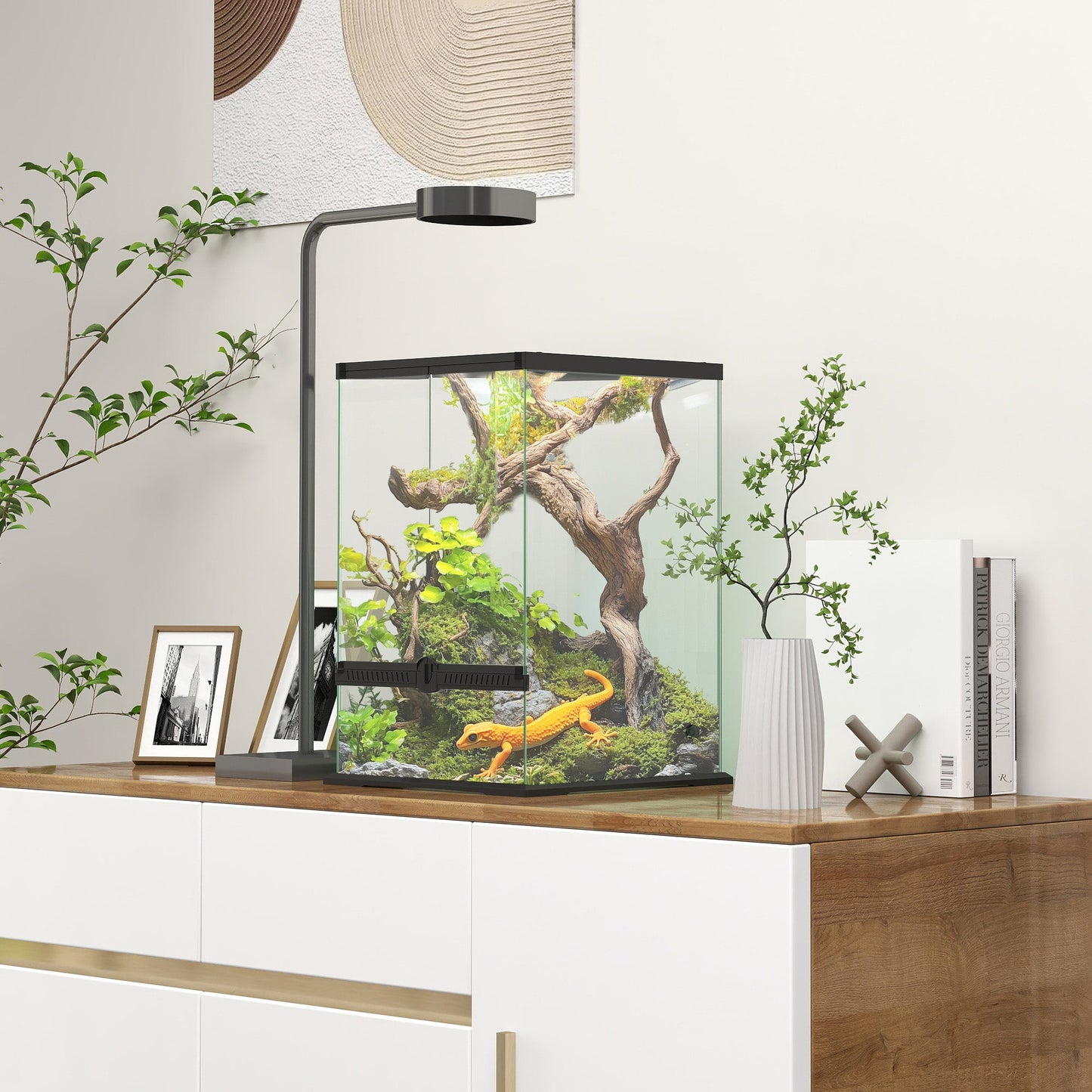 PawHut 40L Vivarium للسحالي والضفادع والثعابين والسلاحف والسلاحف مع تصميم مضاد للهروب والتهوية