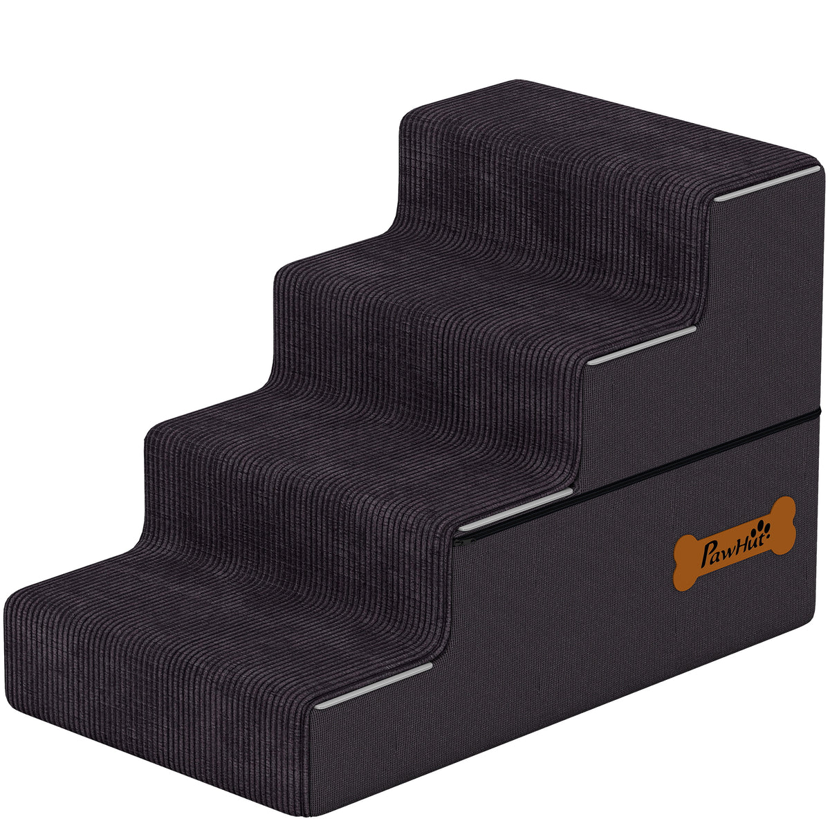 PawHut Dog Steps, 4-Step Dog Stairs for Bed and Sofa, Pet Stairs with Carry Handle, Washable Cover