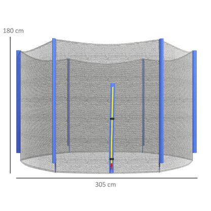 SPORTNOW 10ft Trampoline Net Replacement with 6 Plastic Pole Covers, Weather-Resistant Trampoline Netting Replacement with Zipped Entrance, Poles Not Included, Blue