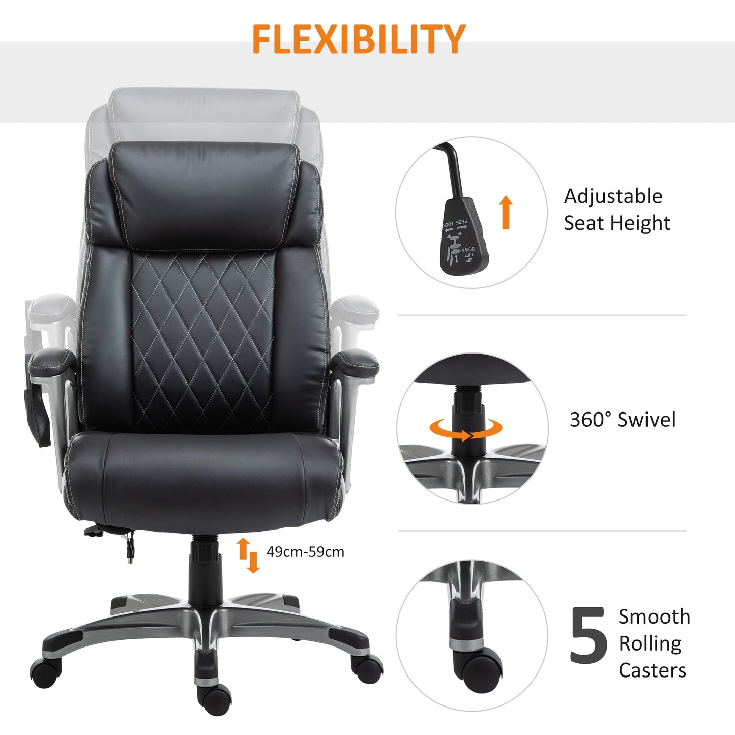 Vinsetto Massage Office Chair High Back with Armrest 6-Point Vibration Executive Chair with Adjustable Height Black