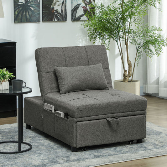 Fotel HOMCOM Four-In-One Single Sleeper - ciemnoszary