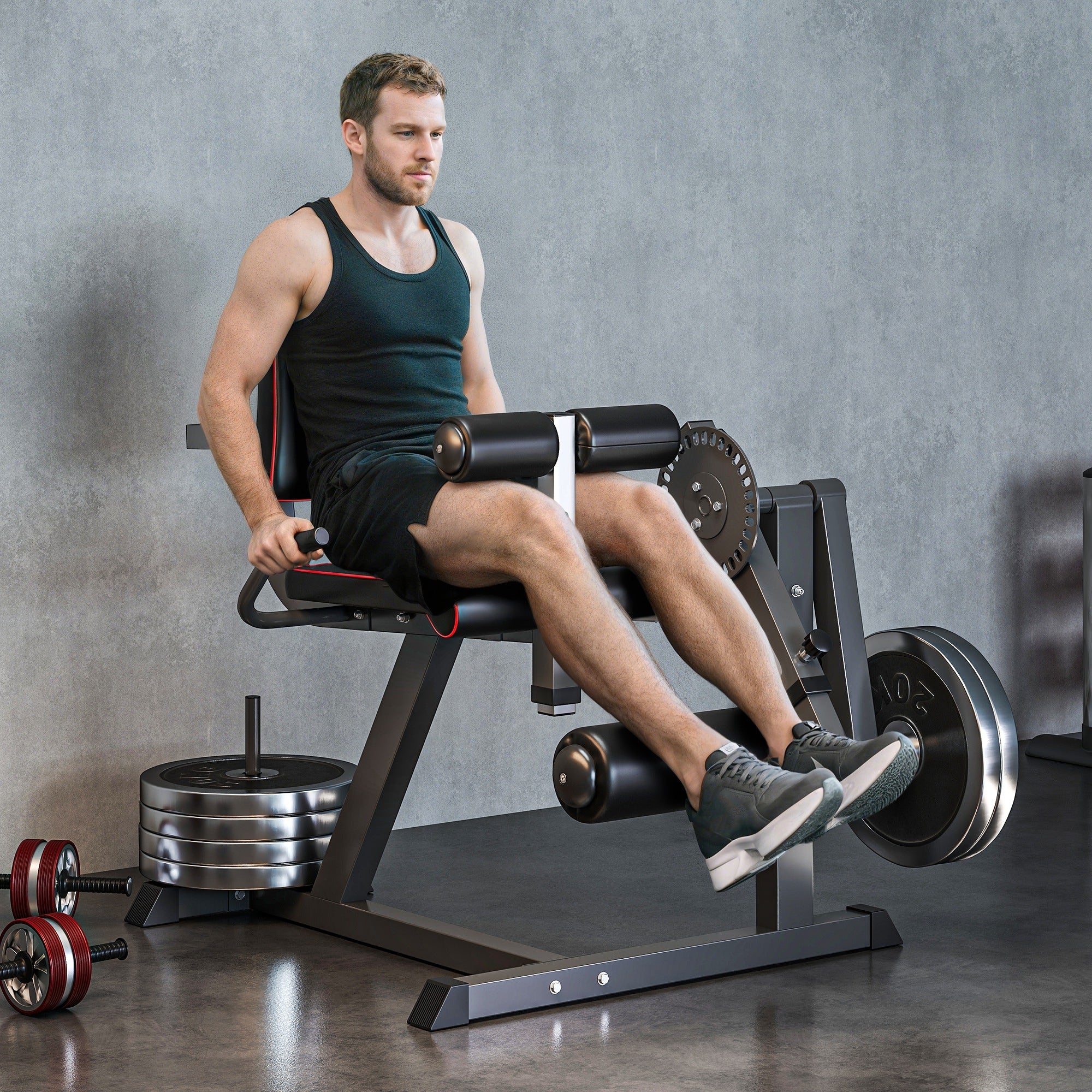 ウエイトトレーニング Leg Curl SPORTNOW Seated Leg Extension and Curl Machine, Adjustable Leg