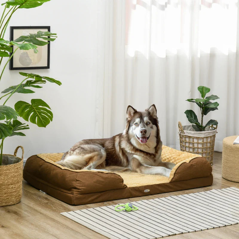 PawHut Calming Dog Bed Pet Mattress w/ Removable Cover, Anti-Slip Bottom, for Large Dogs, 120L x 80W x 22Hcm - Brown