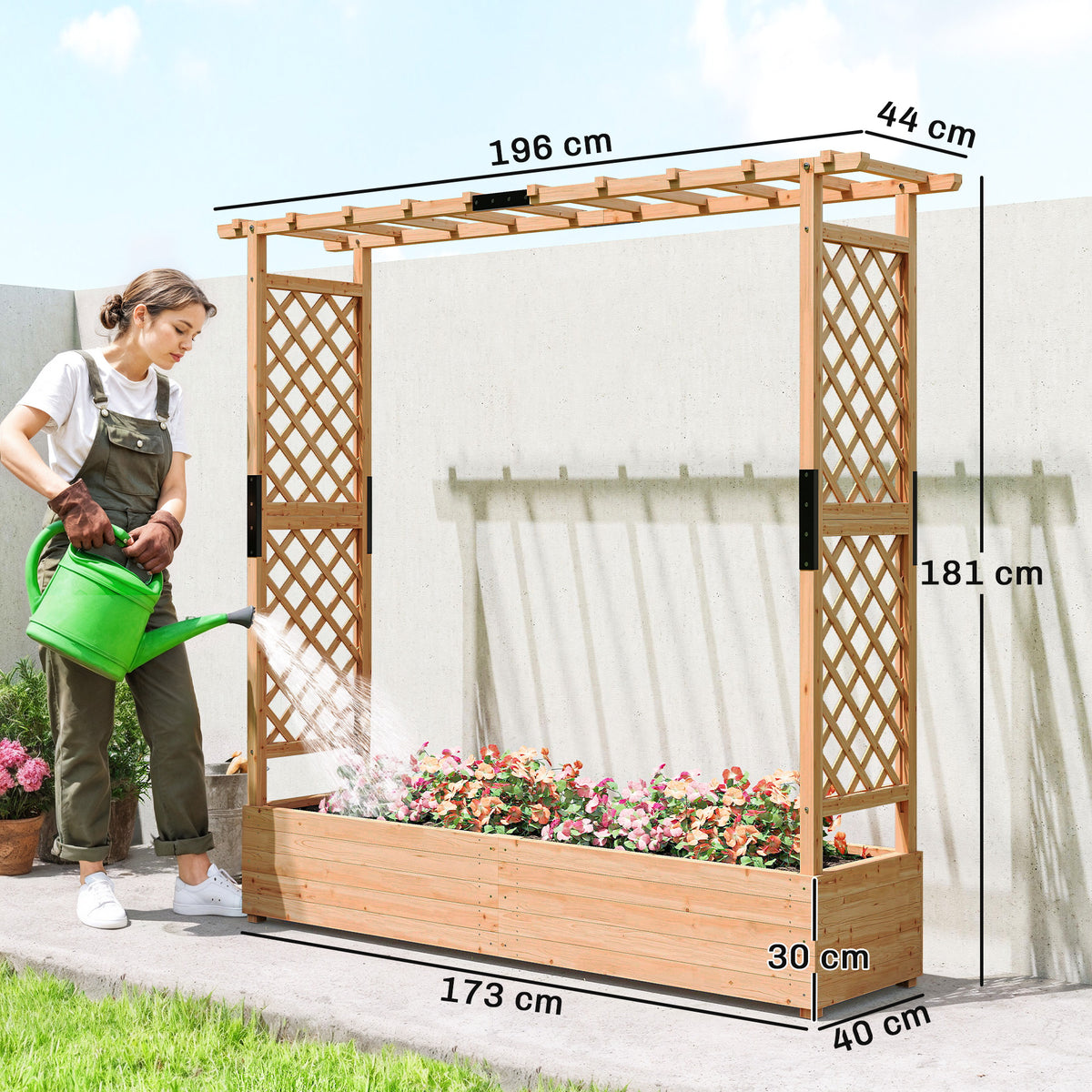 Outsunny Fir Wood 171 x 39 cm Planter and Trellis Garden Bed