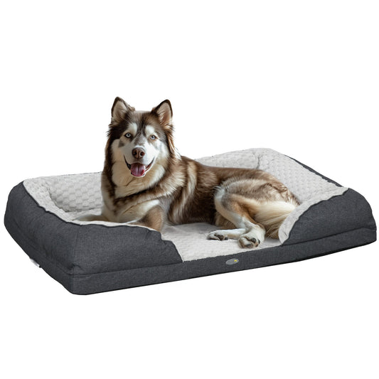 PawHut Calming Dog Bed Pet Mattress w/ Removable Cover, Anti-Slip Bottom, for Large Dogs, 120L x 80W x 22Hcm - Charcoal Grey