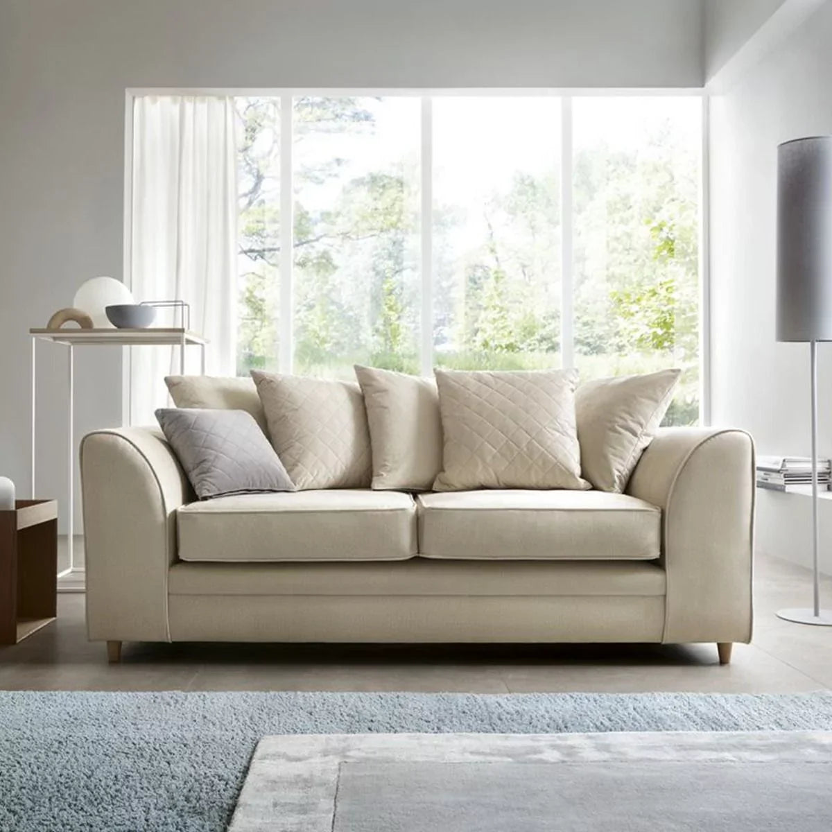 Chic Velvet 3 Seater Sofa - Cream