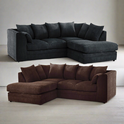 Desmond Jumbo Cord Corner Sofa - Mink and Other Colours