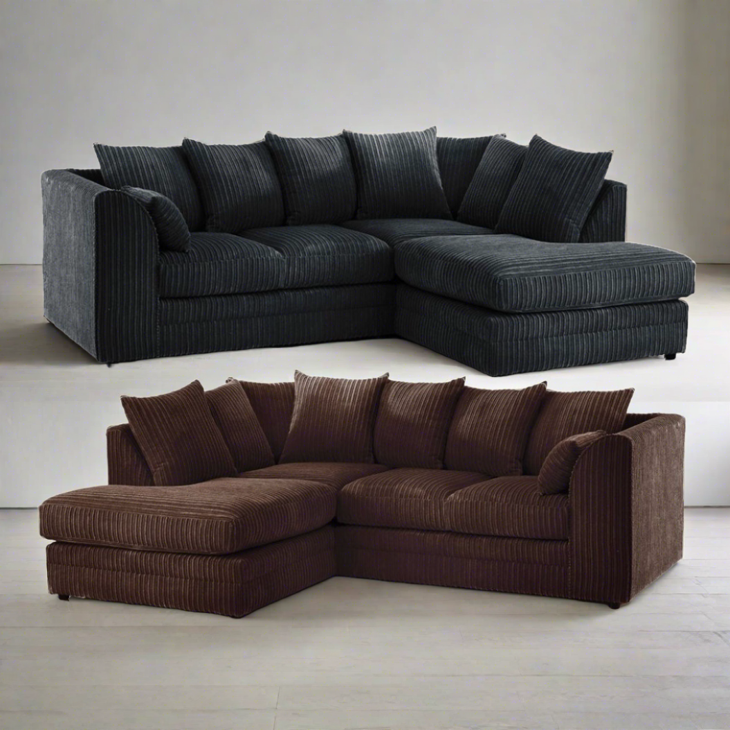 Desmond Jumbo Cord Corner Sofa - Brown and Other Colours