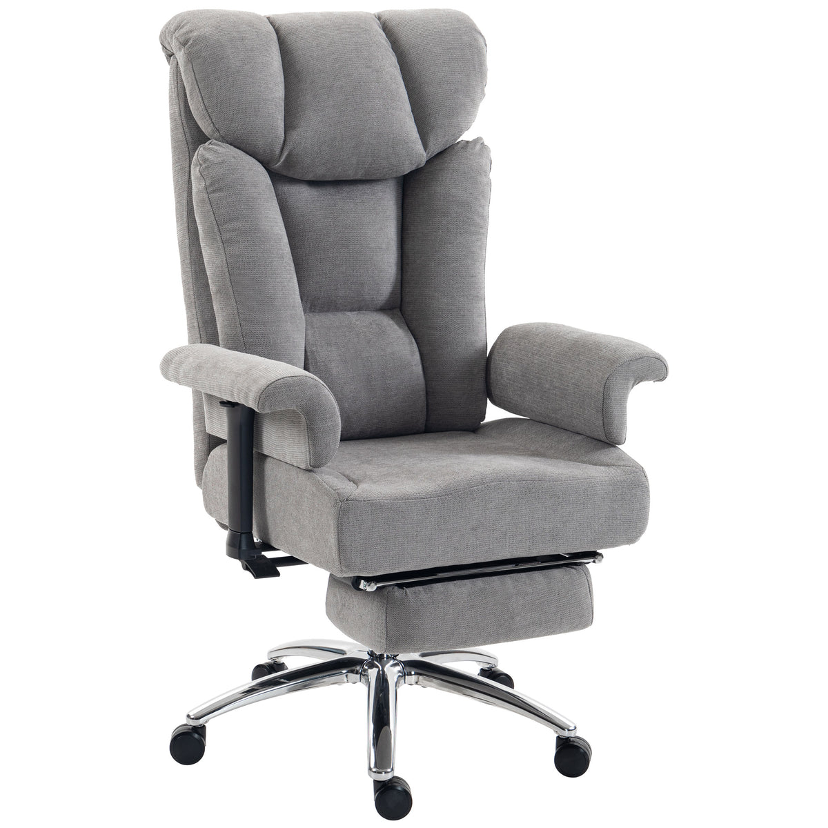 HOMCOM Big and Tall Office Chair, 250 kg Heavy Duty Executive Desk Chair with Adjustable Padded Armrests and High Back, Grey