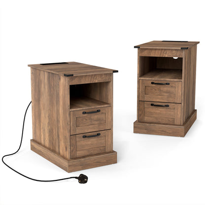 Farmhouse Nightstand in Rustic Brown