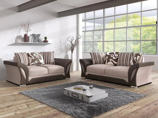 Ferol Fabric 3 Seater and 2 Seater Sofa Set - Black/Grey