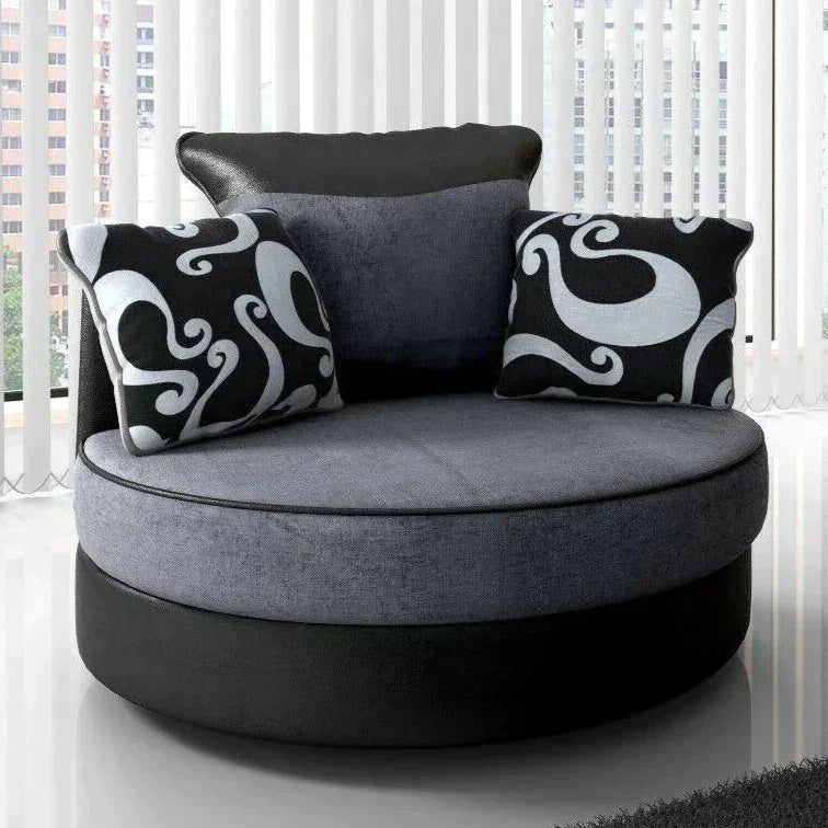 Sparrow Chenille Fabric Swivel Chair - Black & Grey / Brown & Beige