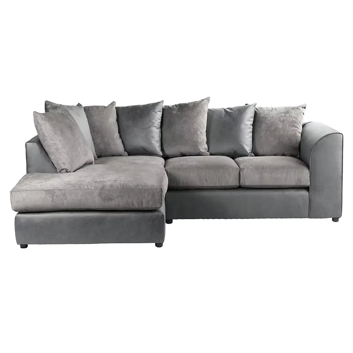 Blake Soft Faux Leather Graphite Corner Sofa - Left and Right Arm