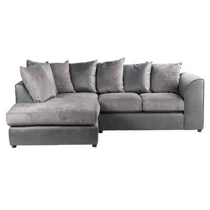 Blake Soft Faux Leather Graphite Corner Sofa - Left and Right Arm