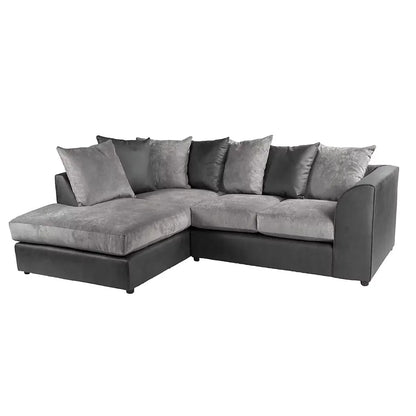 Blake Soft Faux Leather Graphite Corner Sofa - Left and Right Arm