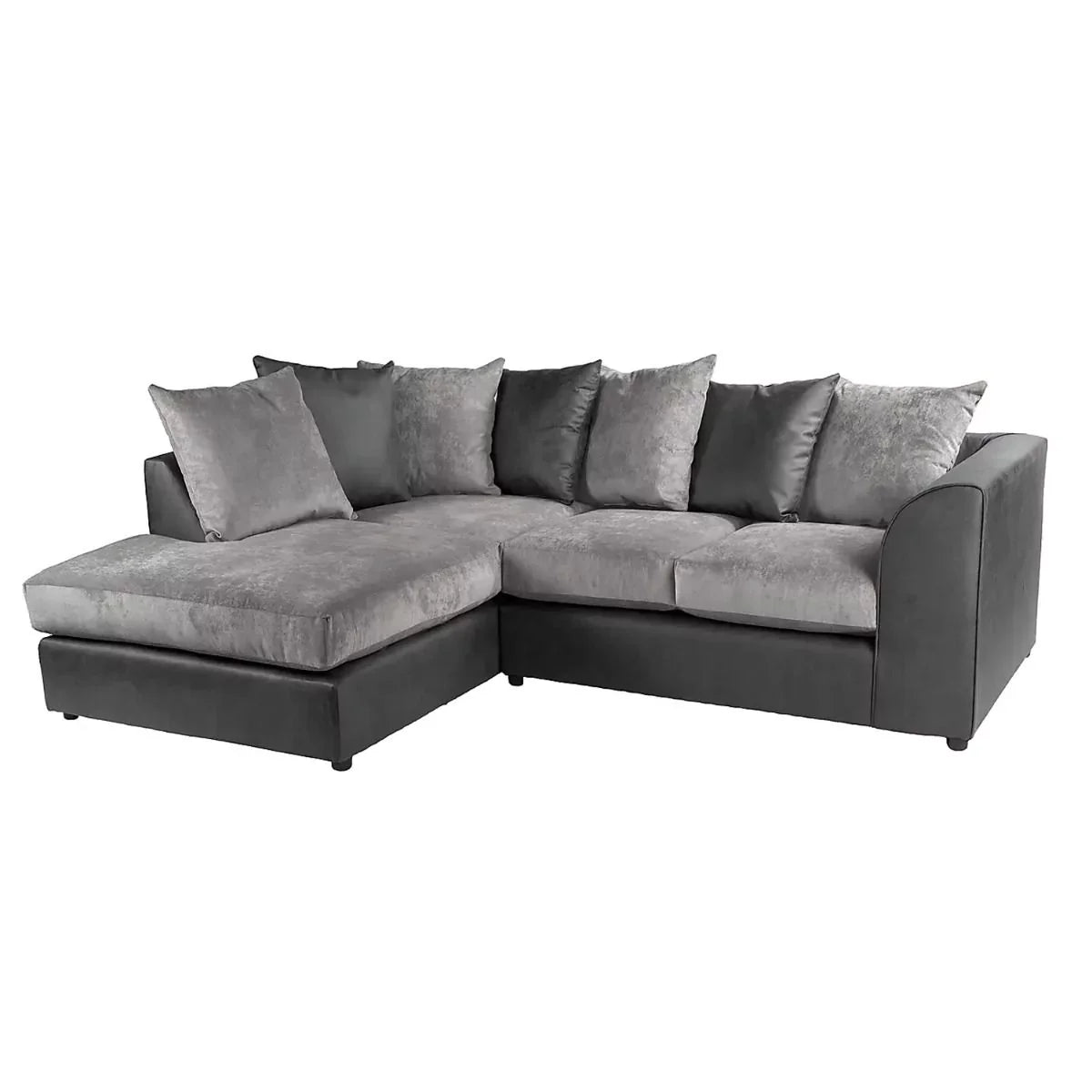 Blake Soft Faux Leather Graphite Corner Sofa - Right and Left Arm