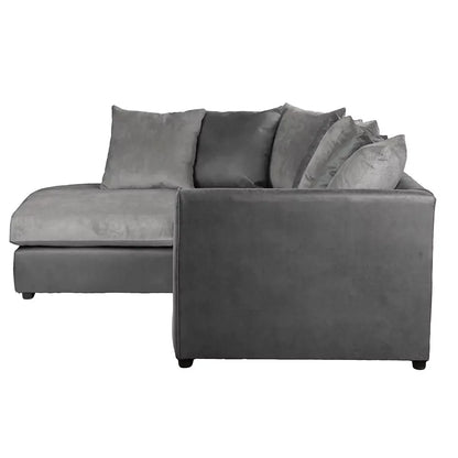 Blake Soft Faux Leather Graphite Corner Sofa - Left and Right Arm