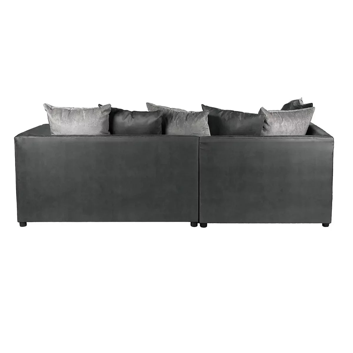 Blake Soft Faux Leather Graphite Corner Sofa - Left and Right Arm