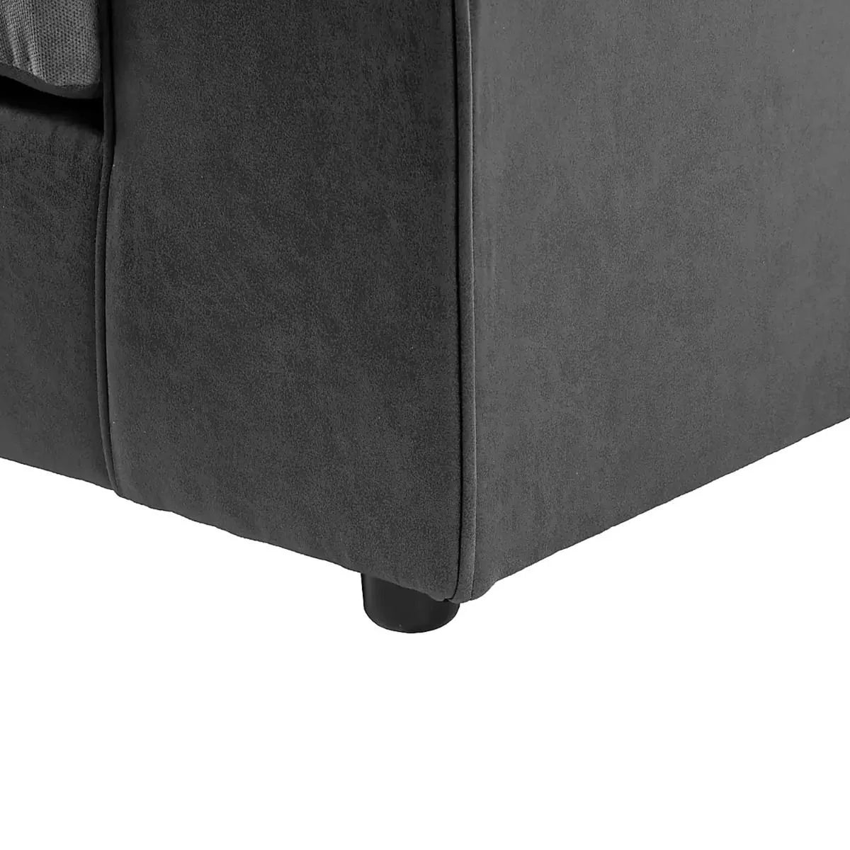 Blake Soft Faux Leather Graphite Corner Sofa - Left and Right Arm