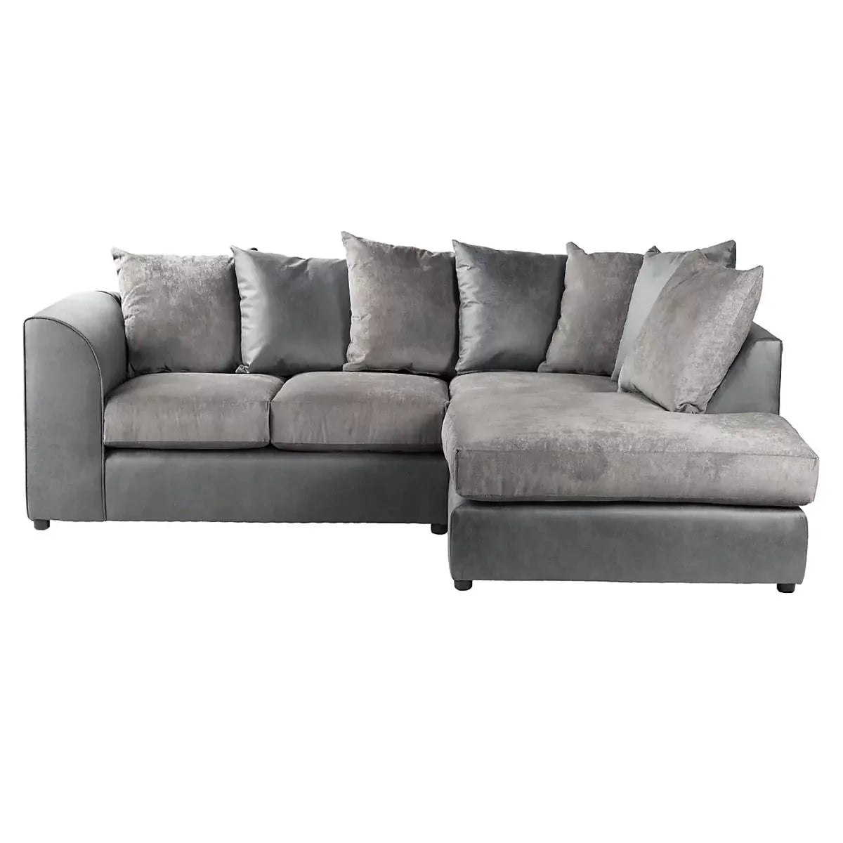 Blake Soft Faux Leather Graphite Corner Sofa - Left and Right Arm