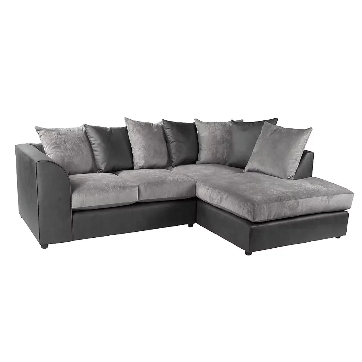 Blake Soft Faux Leather Graphite Corner Sofa - Left and Right Arm