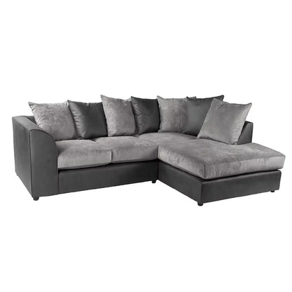 Blake Soft Faux Leather Graphite Corner Sofa - Right and Left Arm