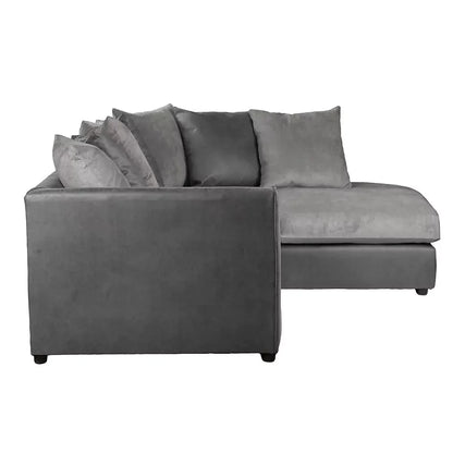 Blake Soft Faux Leather Graphite Corner Sofa - Left and Right Arm