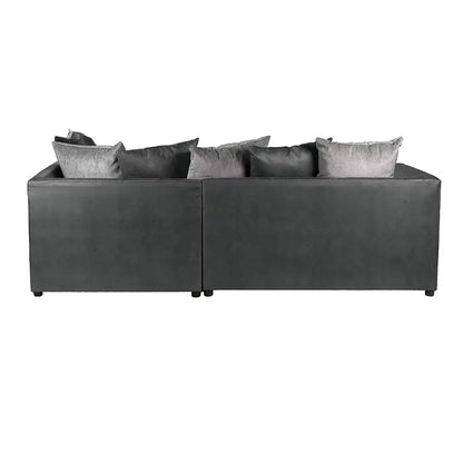 Blake Soft Faux Leather Graphite Corner Sofa - Right and Left Arm