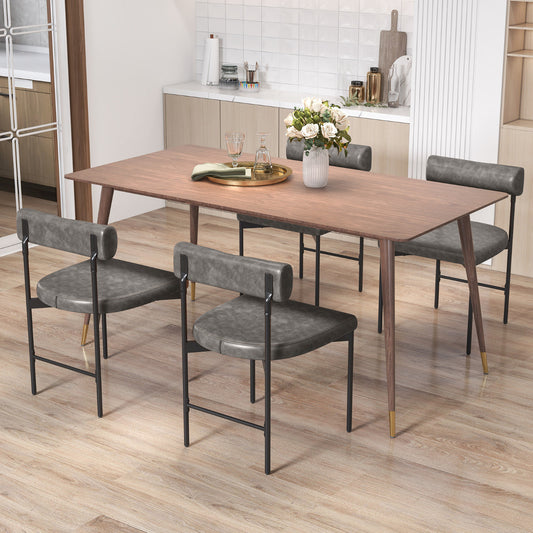 Faux Leather Upholstered Kitchen Side Chair with Curved Set of 4-Grey