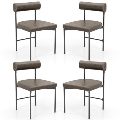 Faux Leather Upholstered Kitchen Side Chair with Curved Set of 4-Grey