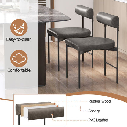 Faux Leather Upholstered Kitchen Side Chair with Curved Set of 4-Grey